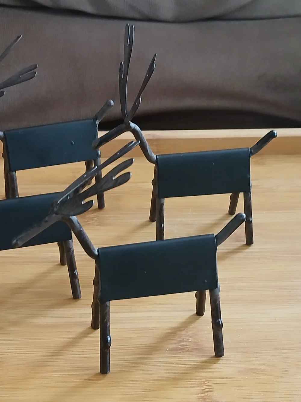 Set of 4 Black Metal Chalkable Christmas Reindeer Place Card Holders